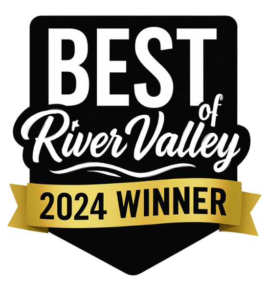 A logo for the best of river valley 2024 winner.