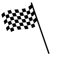 A black and white checkered flag is waving in the wind.