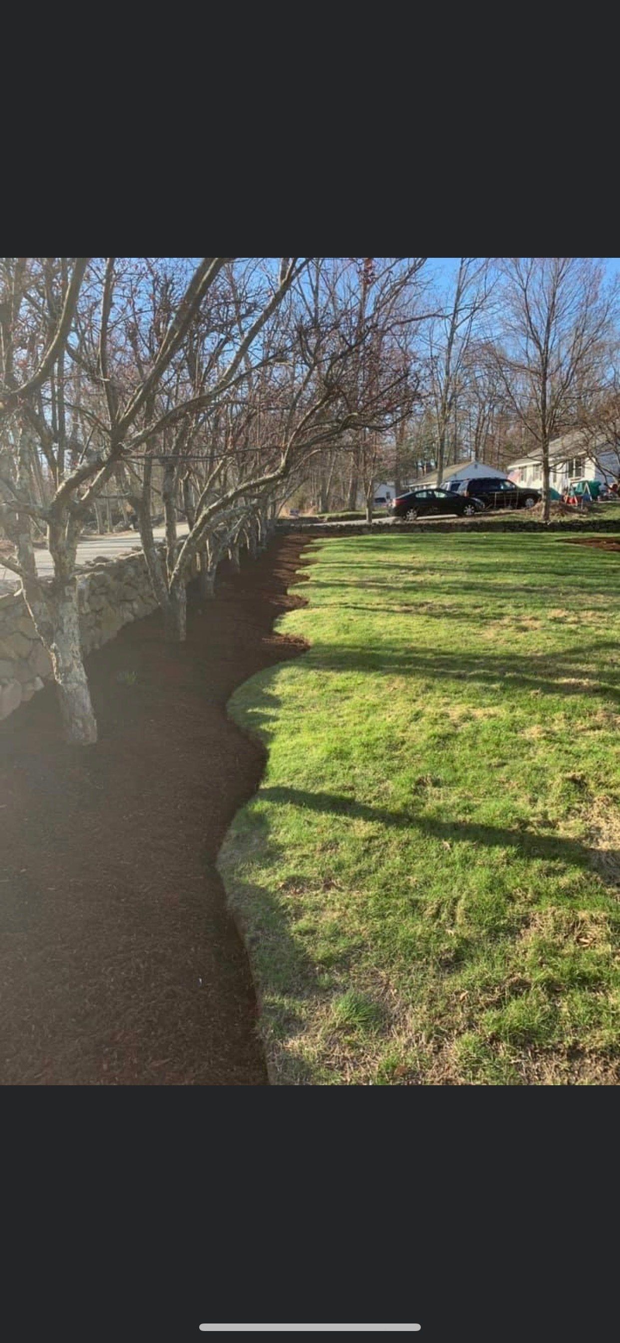 A fence surrounds a lush green field with trees in the background.