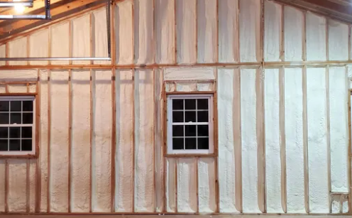 A house with a lot of insulation and two windows.