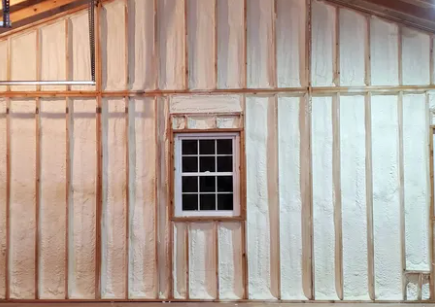 A house with a lot of insulation and two windows.