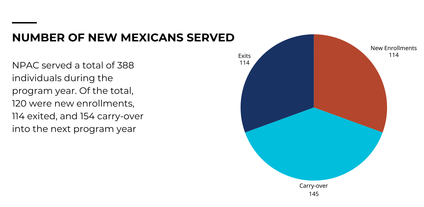 A pie chart showing the number of new mexicans served