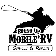 Black silhouette of a cowboy roping from a horse; the logo reads 