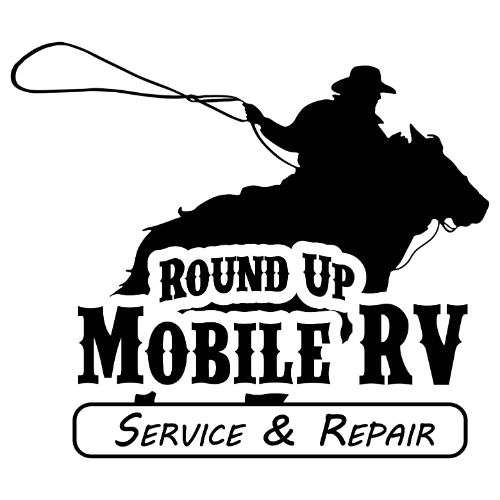 Silhouette of a cowboy on horseback roping, logo for 