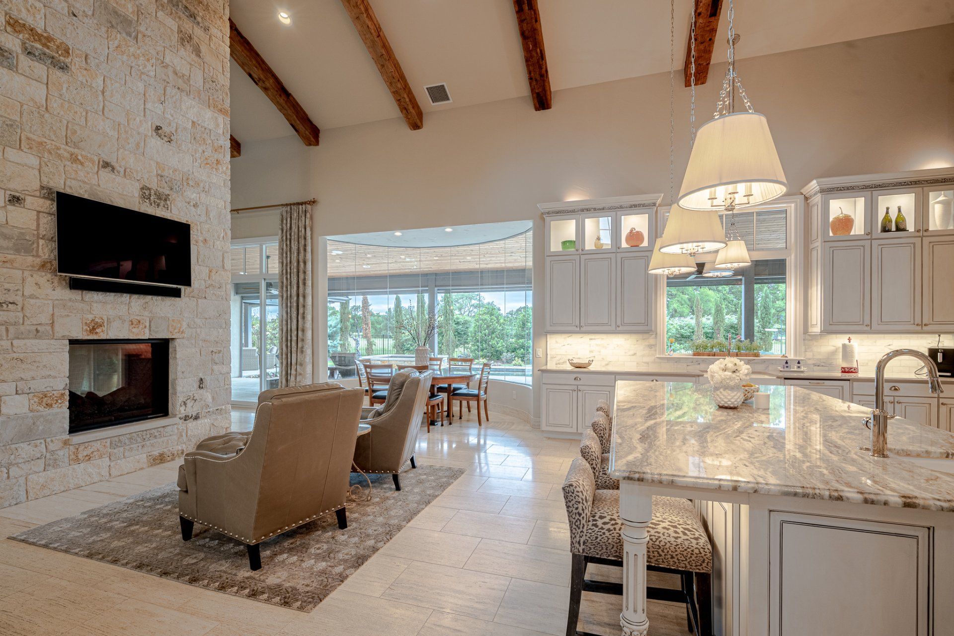 Kitchen and Fireplace | Long Custom Homes | Georgetown, TX 78628