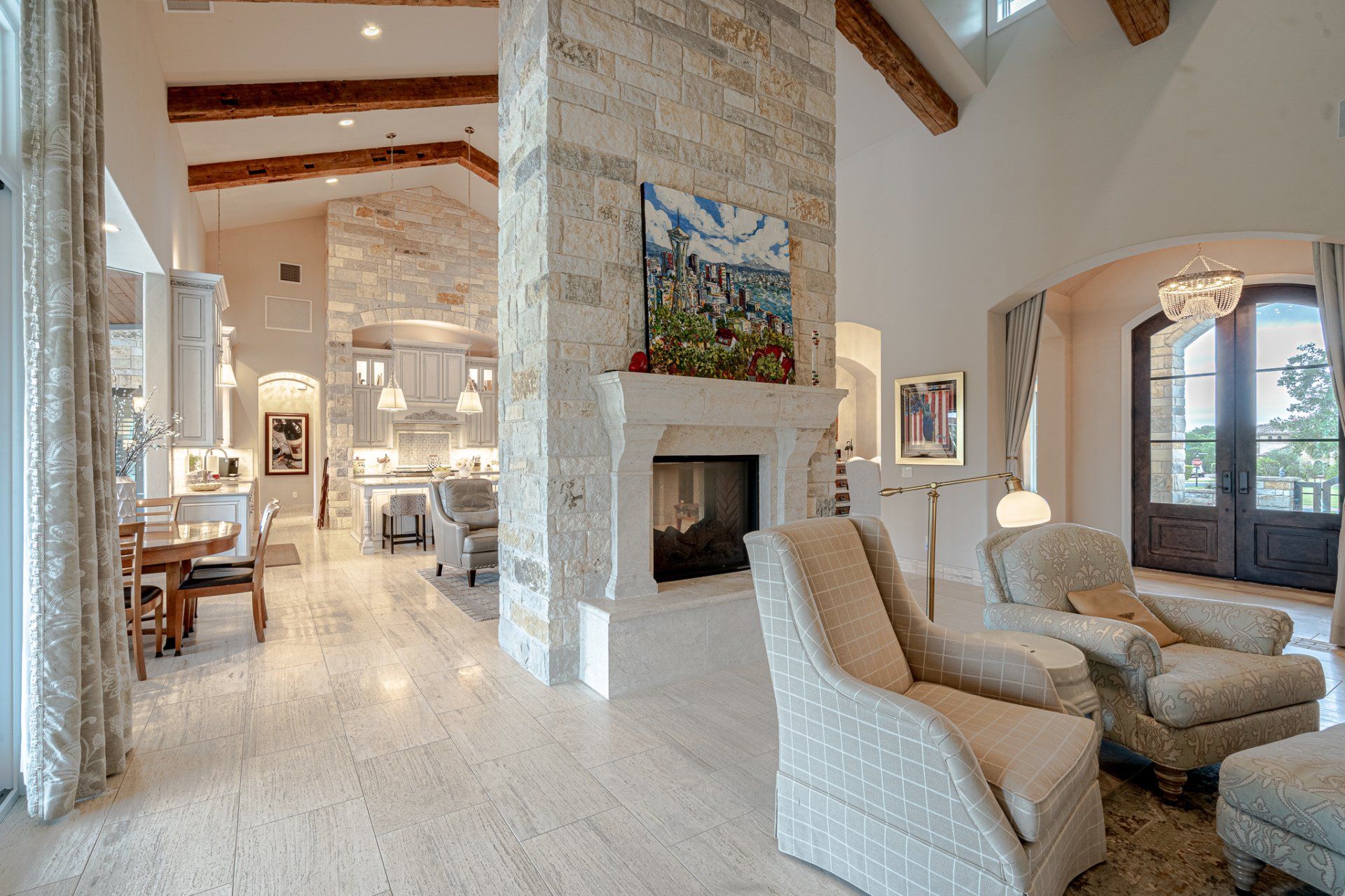 Living Room Into Kitchen | Long Custom Homes | Georgetown, TX 78628