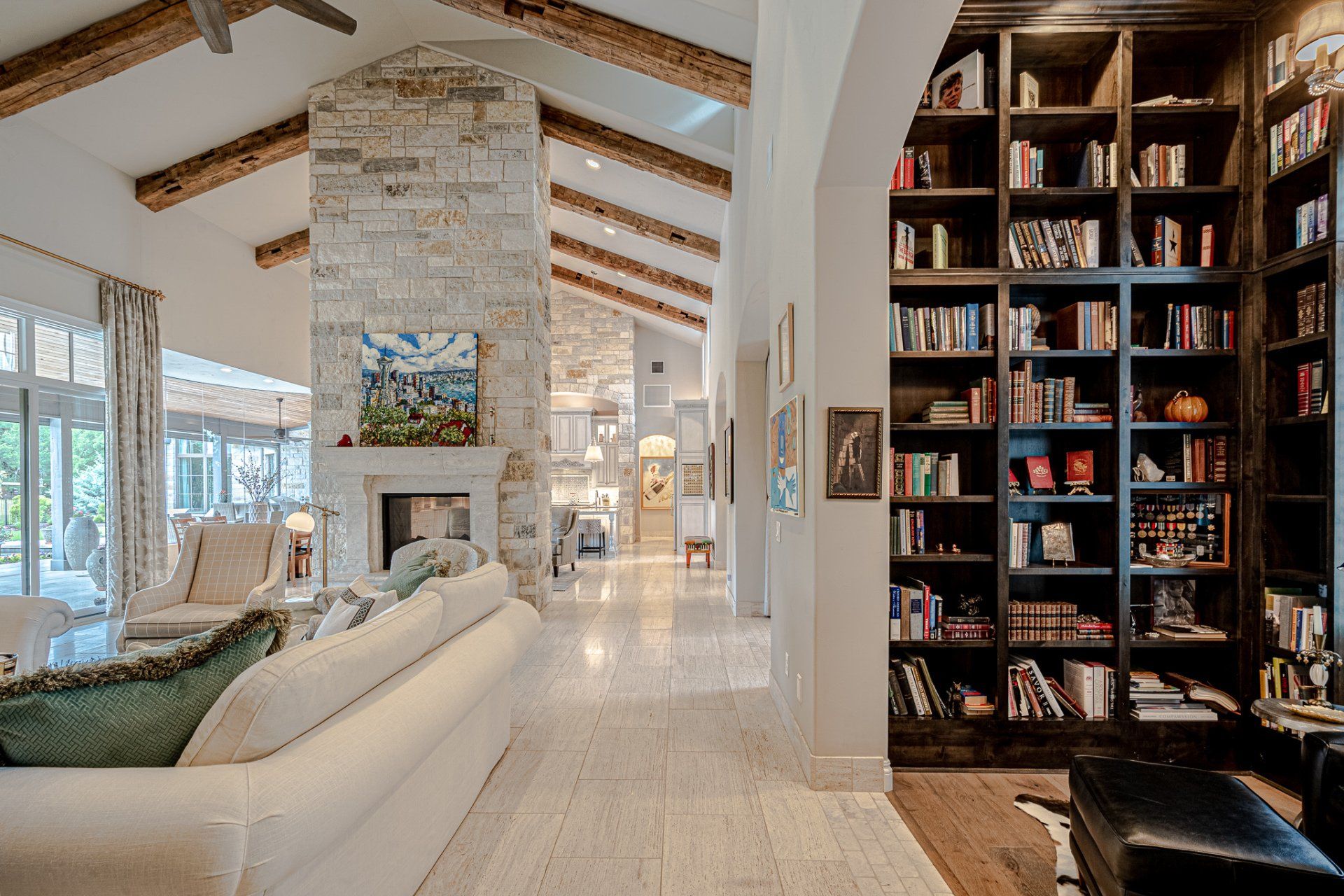 Family Room and Library | Long Custom Homes | Georgetown, TX 78628