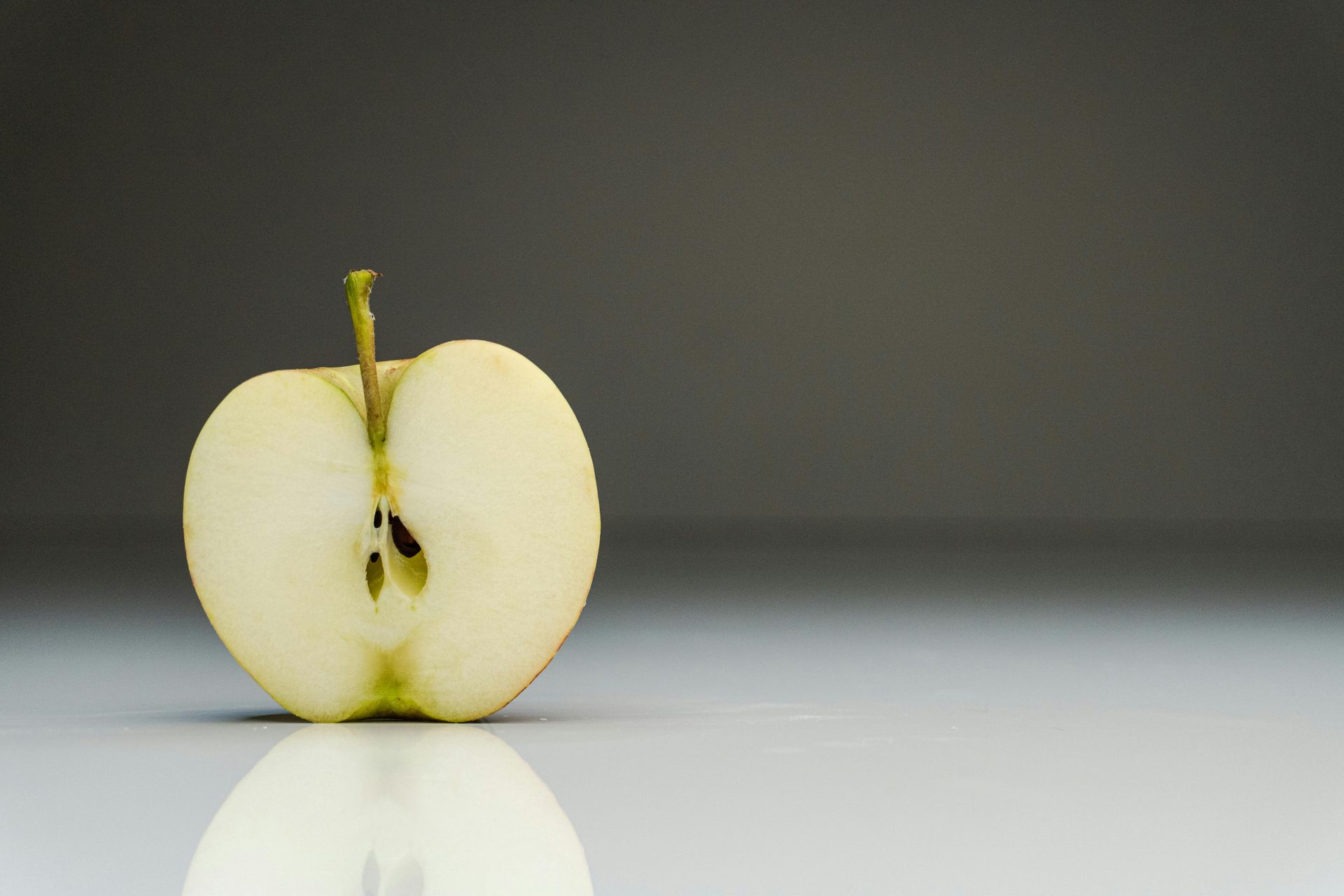 an apple cut in half