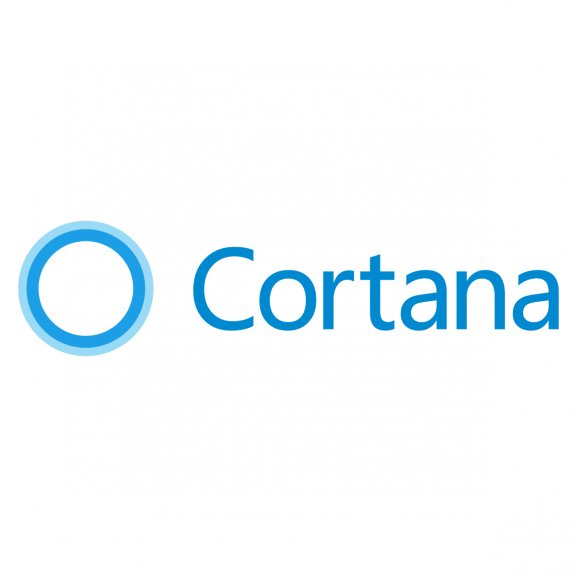 The word cortana is on a white background
