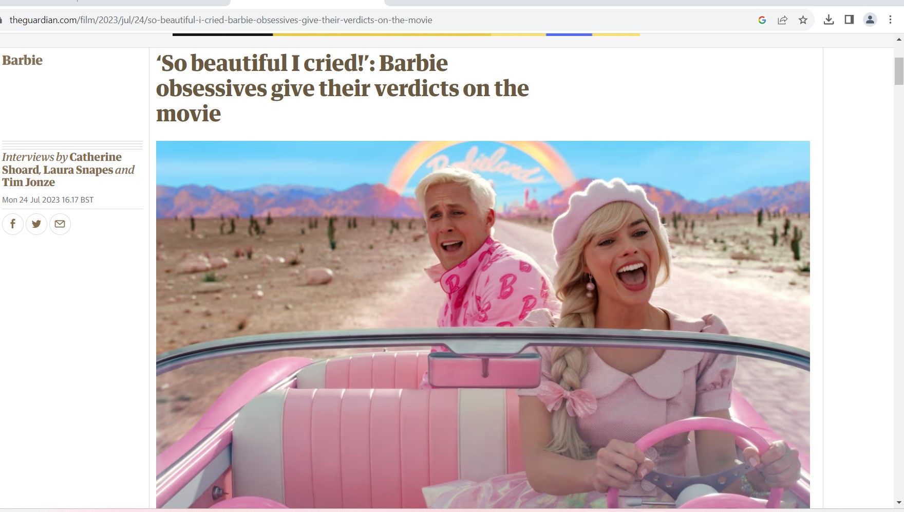 barbie movie review guardian uk