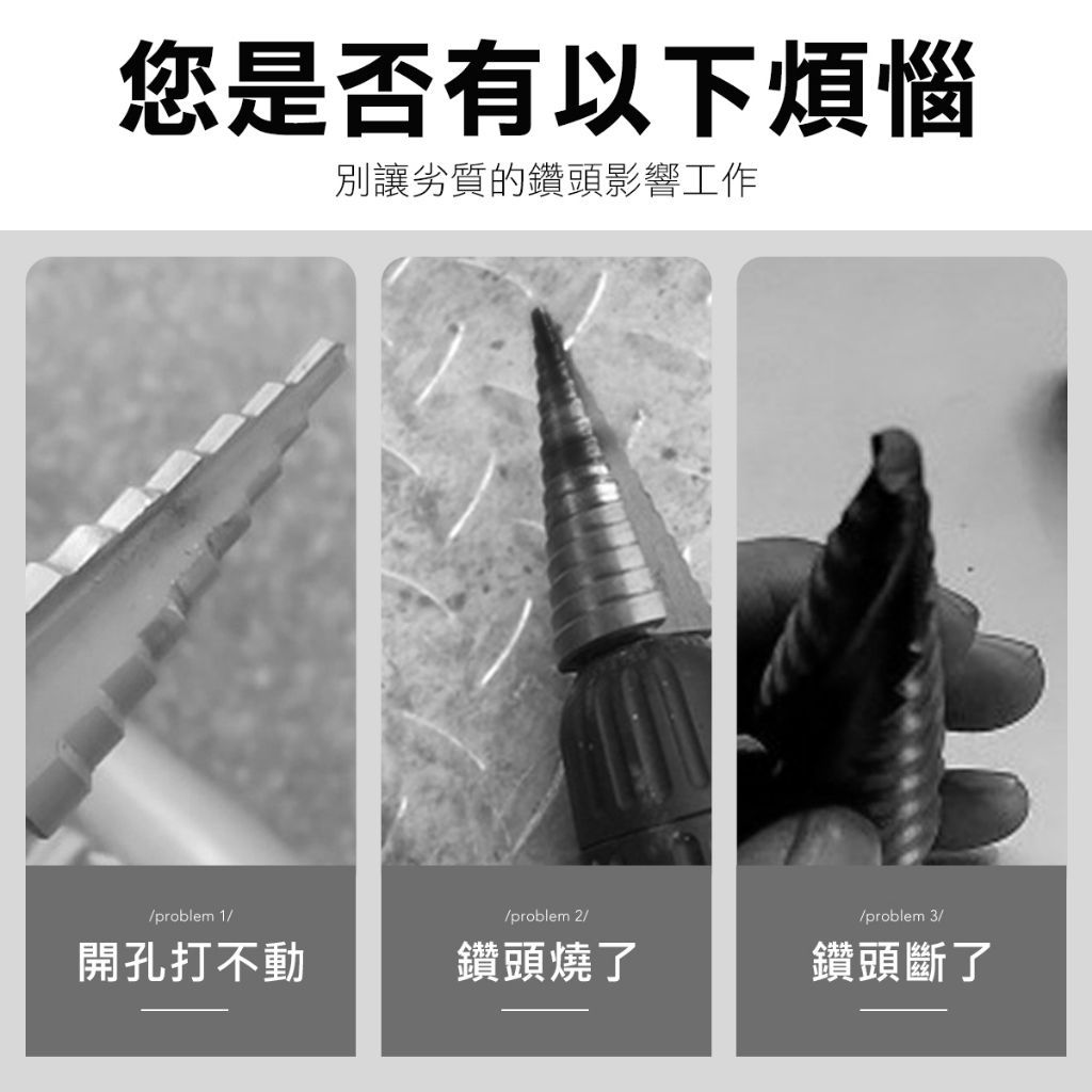 鍍鈦合金螺旋階梯寶塔鑽 鑽頭 萬用鑽尾 4-32mm 開孔器 塔型擴孔器 電鑽 鑽尾