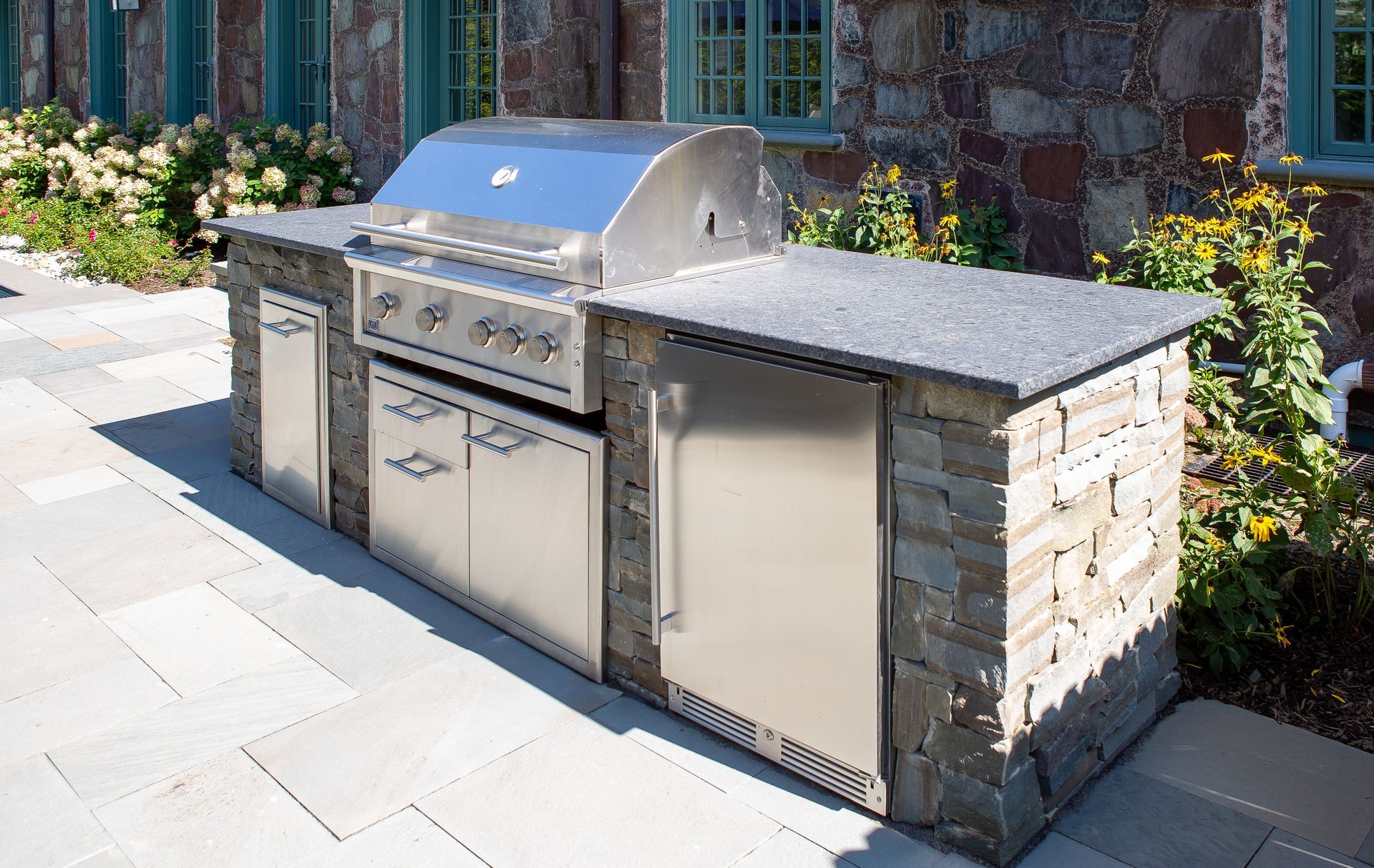 View of Gazebos Beside the Pool — Pennington, NJ — Cedar Creek LandscapesView of Garden and Pool — Pennington, NJ — Cedar Creek Landscapes