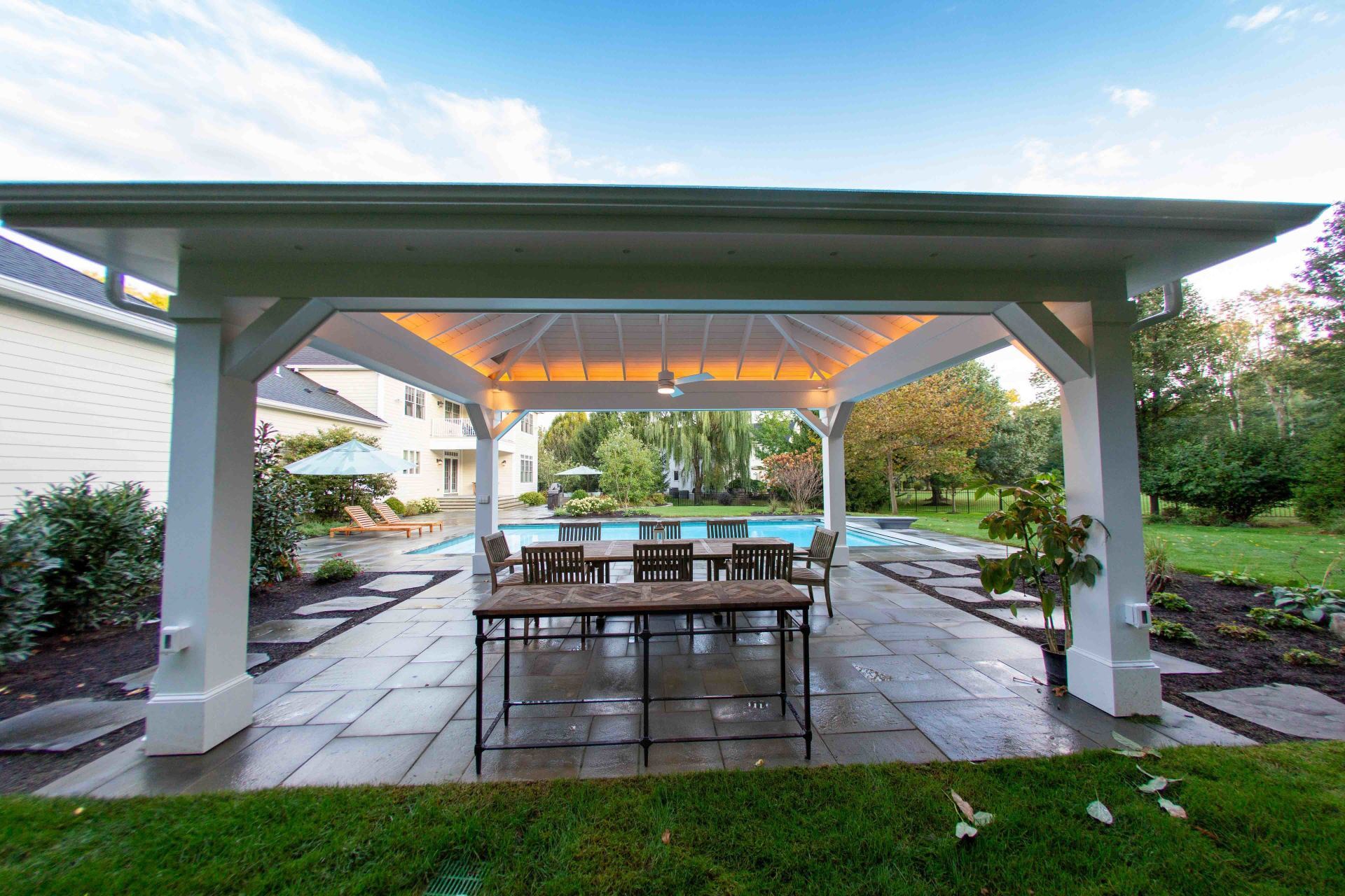 Gazebos Beside the Pool — Pennington, NJ — Cedar Creek Landscapes