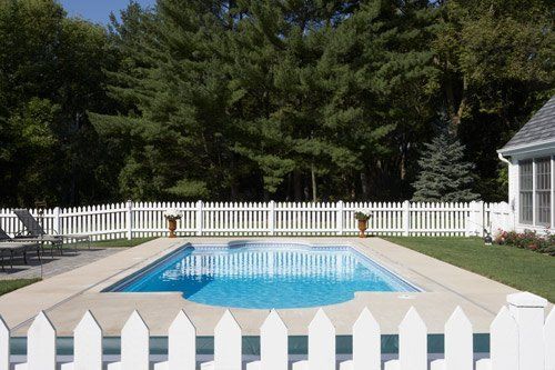 Pool Area with White Fence — Atlanta, GA — West Georgia Fence Co