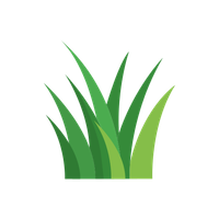 A graphic illustration of a patch of green grass blades against a white background.