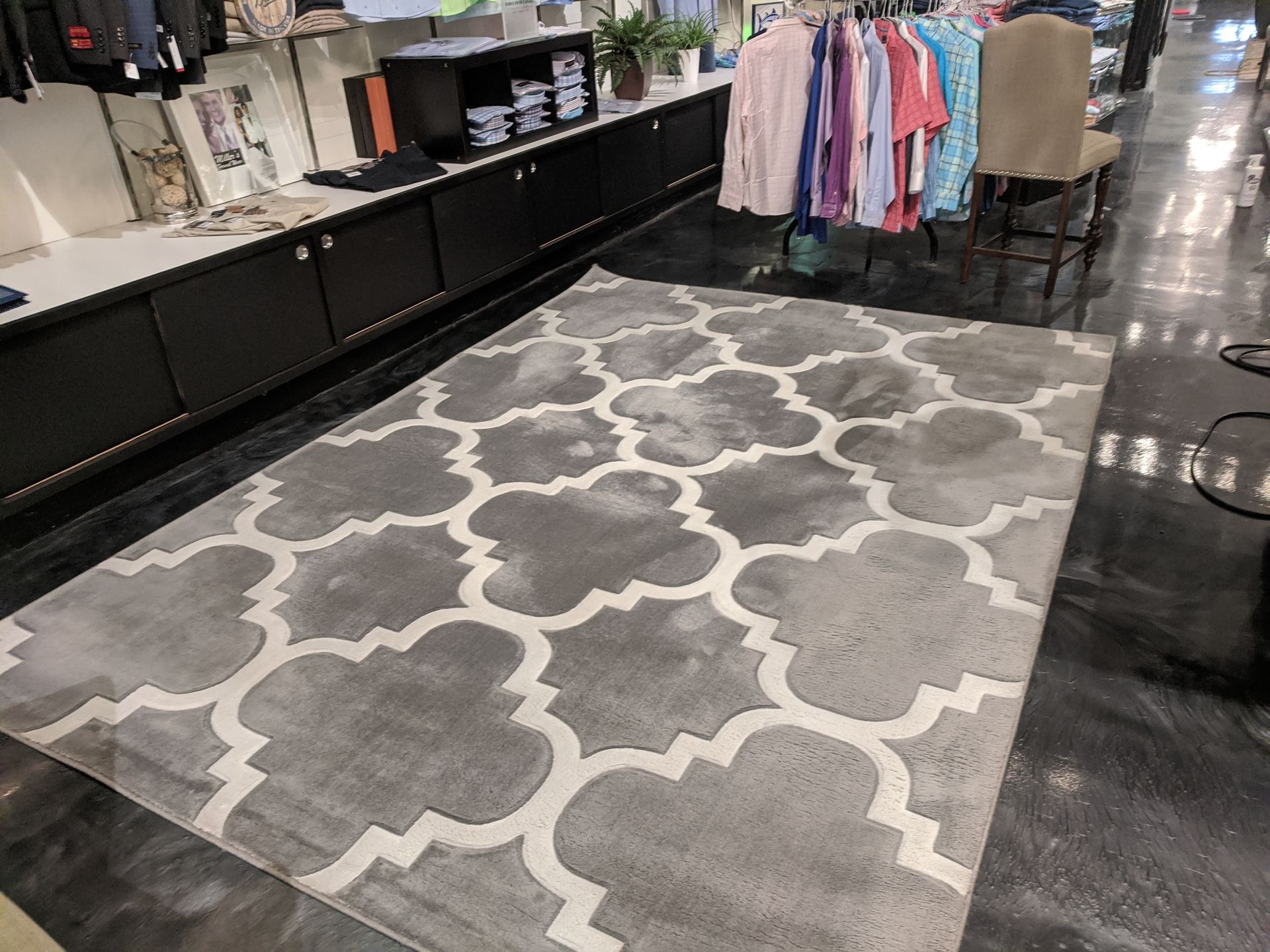 Clothing store rug cleaned