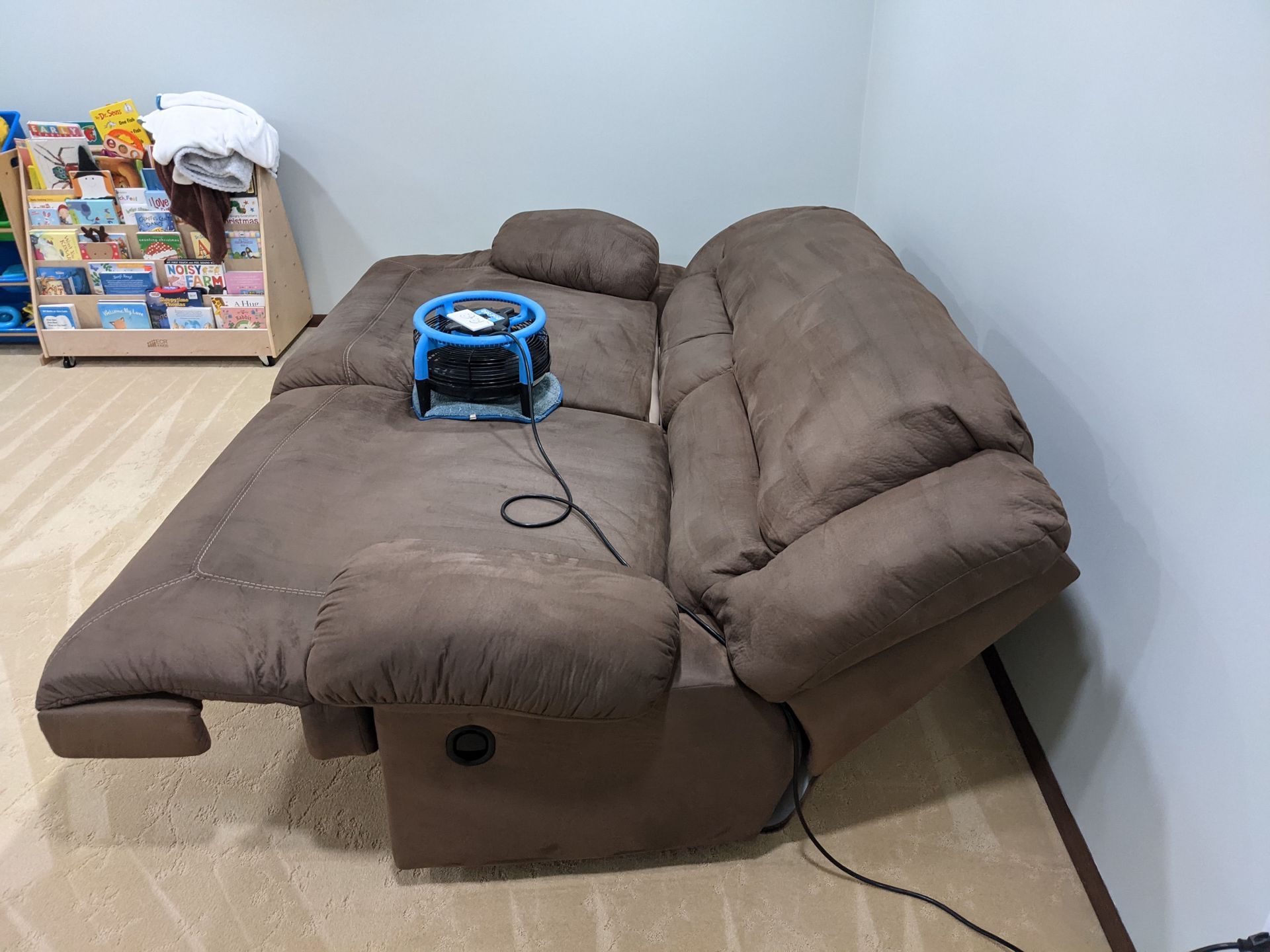 drying cleaned couch