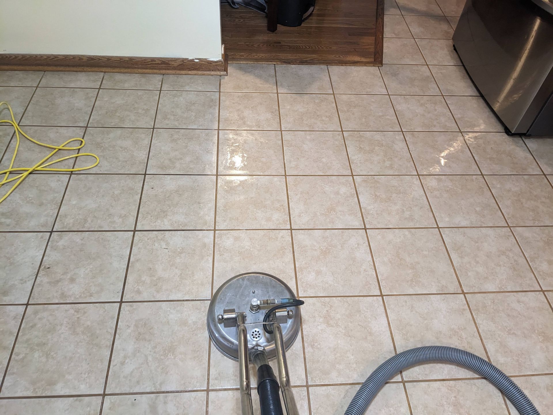 spinner cleaner on grout
