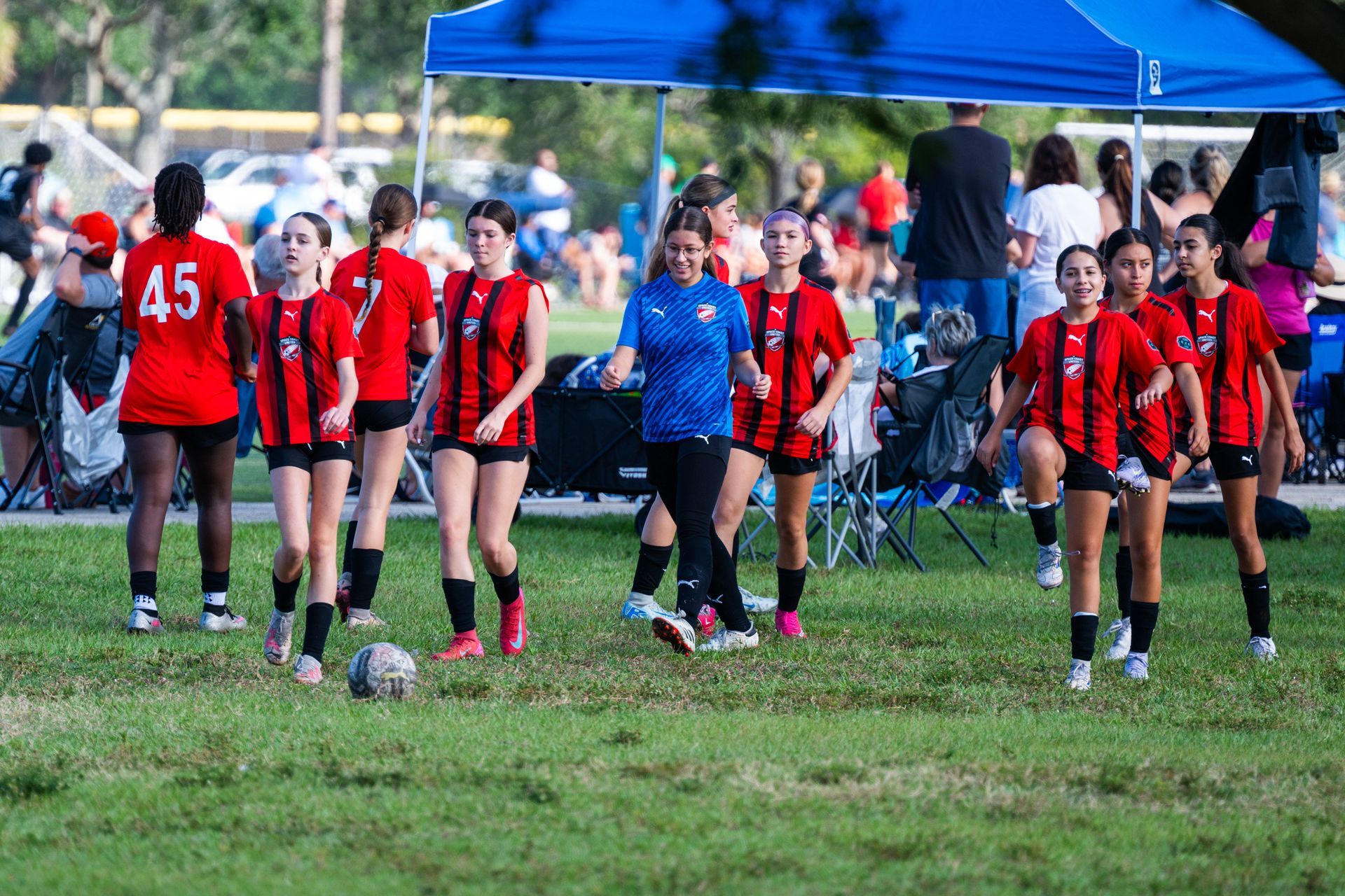 Space Coast United Soccer team celebrating a victory