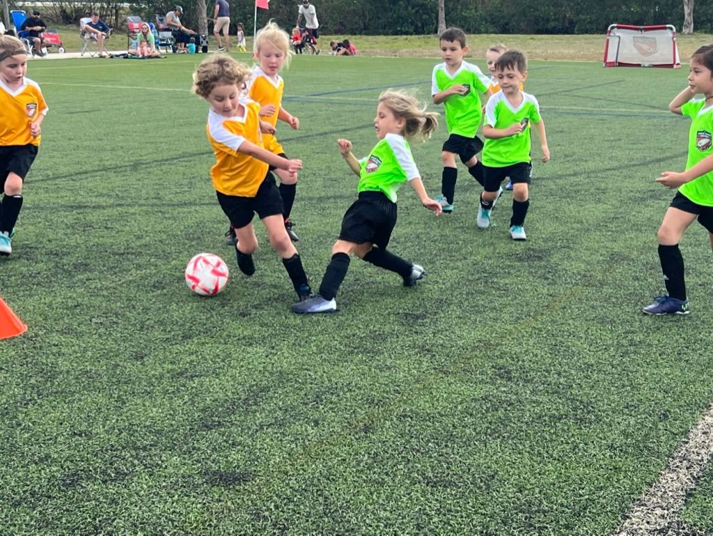 Space Coast United Soccer U5 kids playing soccer
