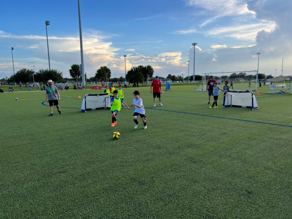 Space Coast United Soccer kids practicing