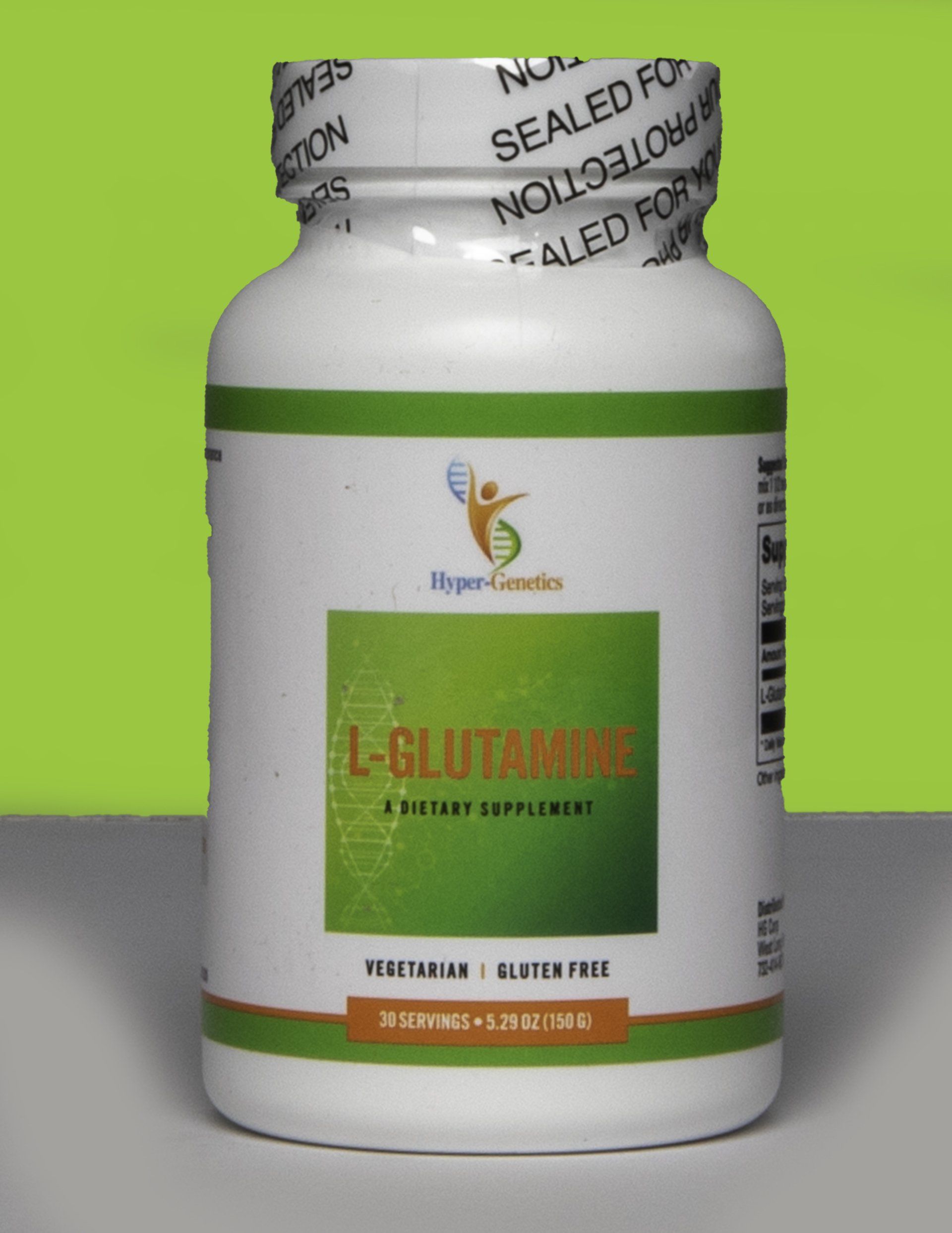 L-Glutamine Supplements Front Bottle — West Long Branch, NJ — Hyper-Genetics