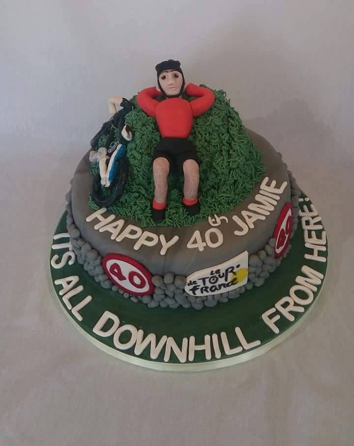 cyclist cake its all down hill from here