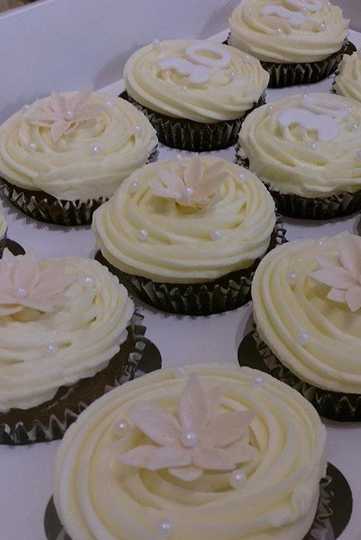 birthday cupcakes with flowers