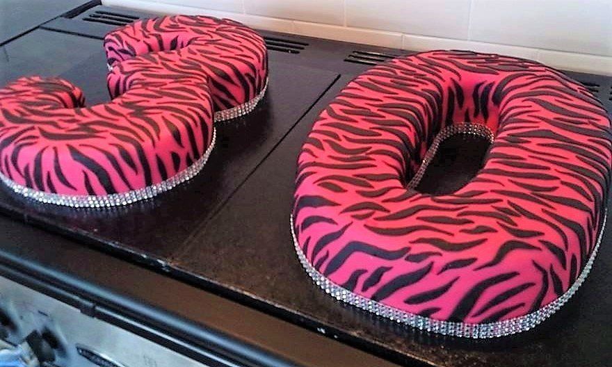 pink animal print birthday cake