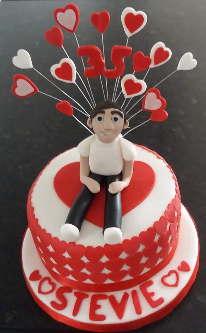 red birthday cake heart cake topper