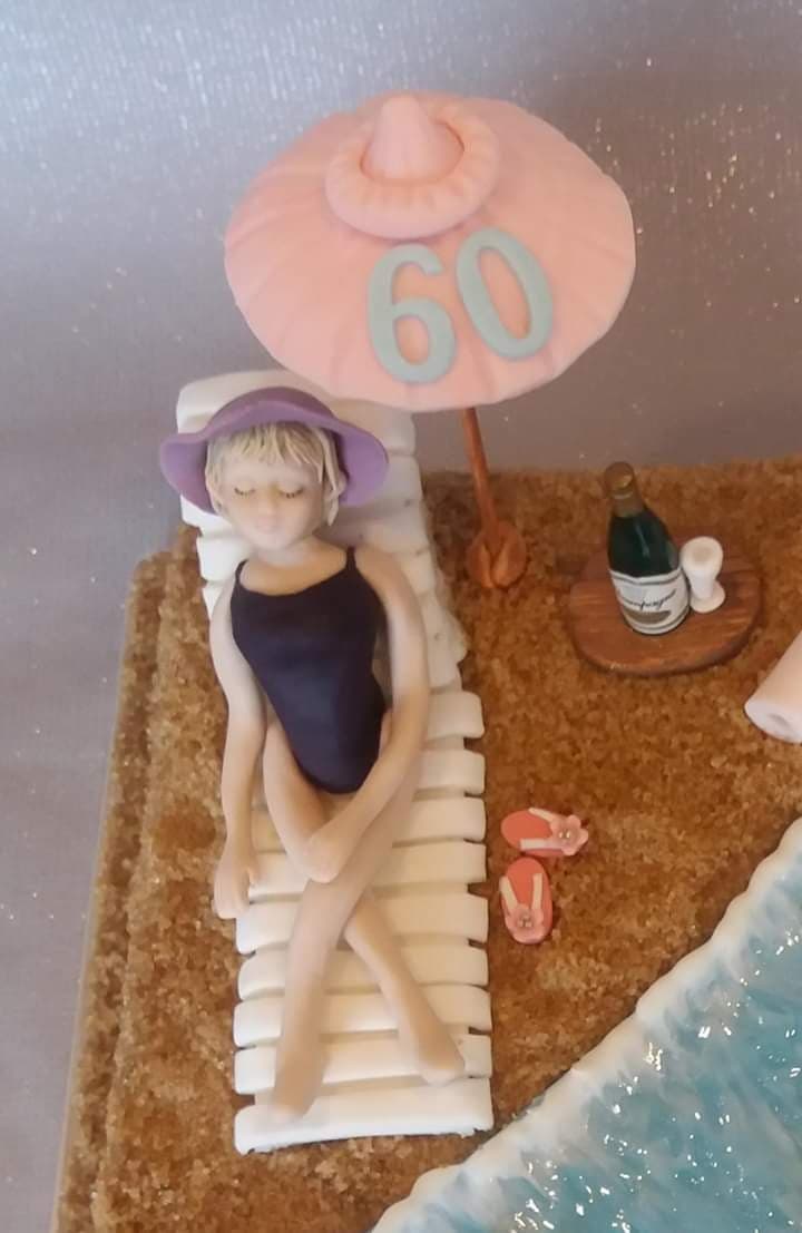 Beach cake  seaside  cake topper relaxing lady