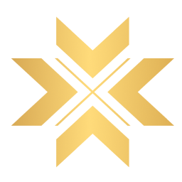 A gold star with arrows pointing in opposite directions on a white background.