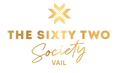 The sixty two society logo with a gold star on a white background.