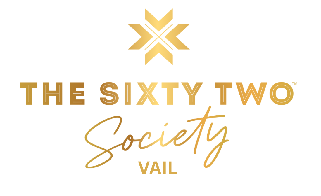 The sixty two society logo with a gold star on a white background.
