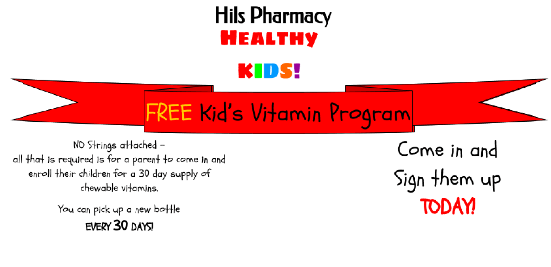 Free Kid's Vitamin Program | Hils Pharmacy