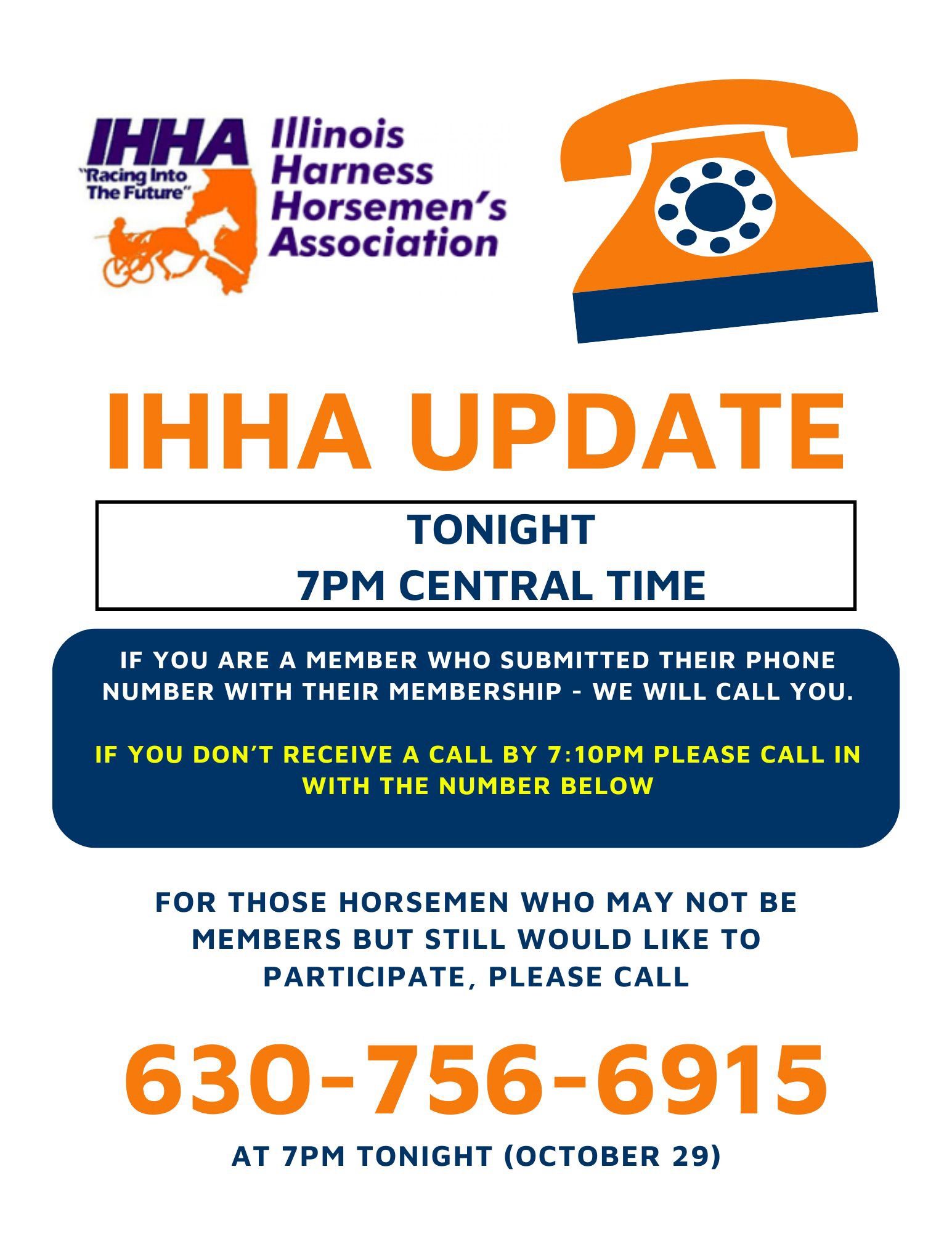 Tonight at 7:00 PM, we’re holding a critical update call for members as the horse racing bill 