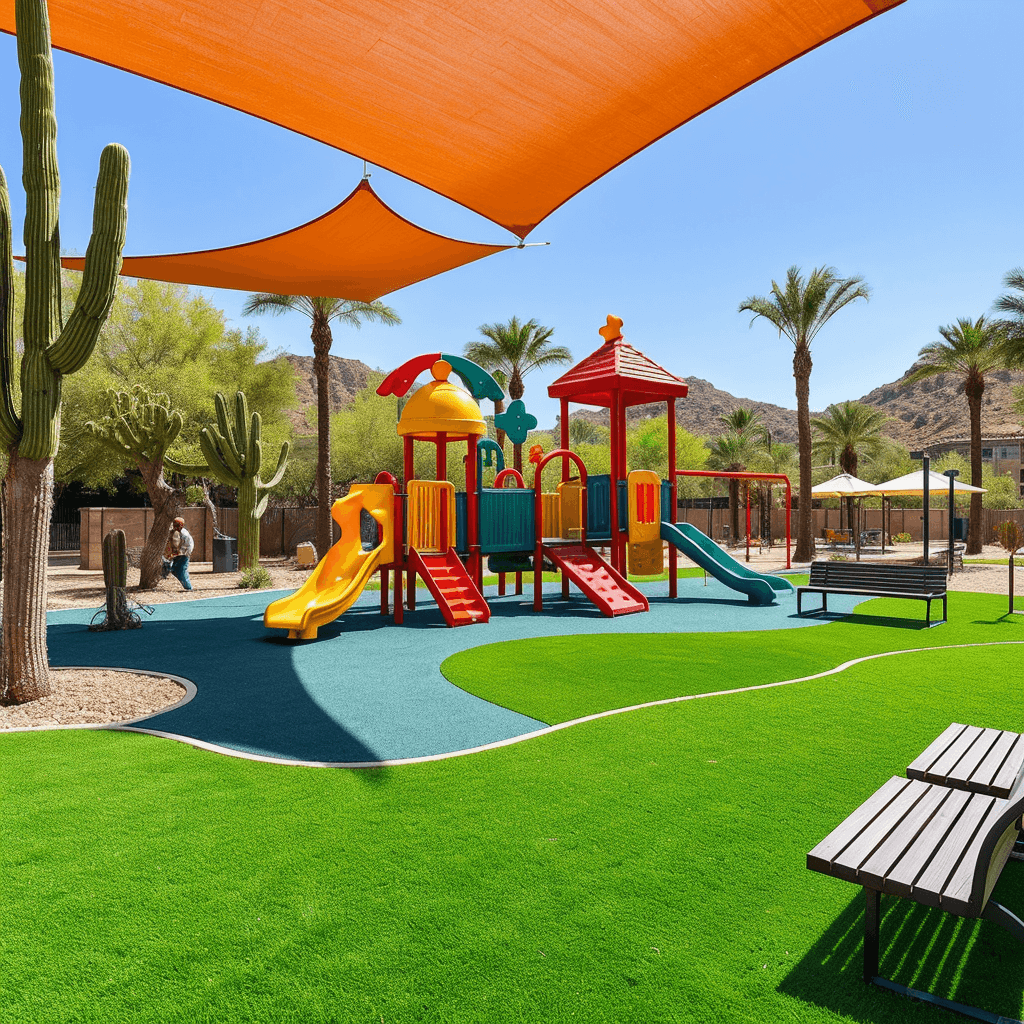 Arizona playground with artificial grass