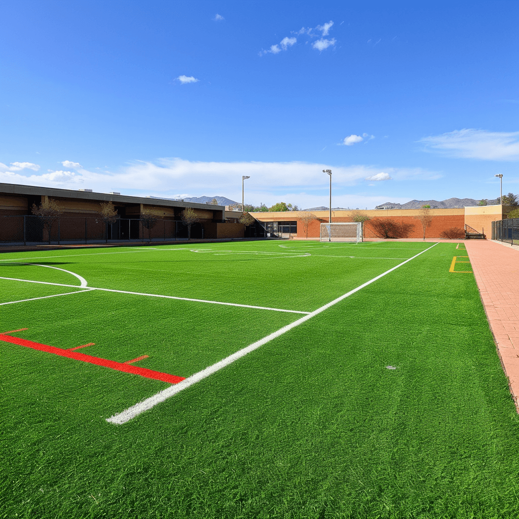 An artificial grass sports field in the Arizona desert