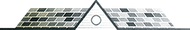 Logo of a house silhouette with checkered roof tiles and a circle on the white front.