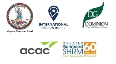 A group of logos on a white background including acac dominion and international mission board