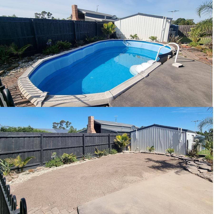 A Before and After Picture of a Swimming Pool — All Over Pool Removals in Hawthorn, VIC