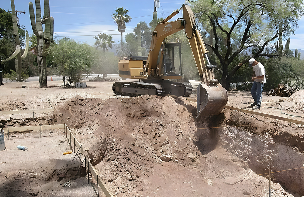 Excavator Digging in Desert Area