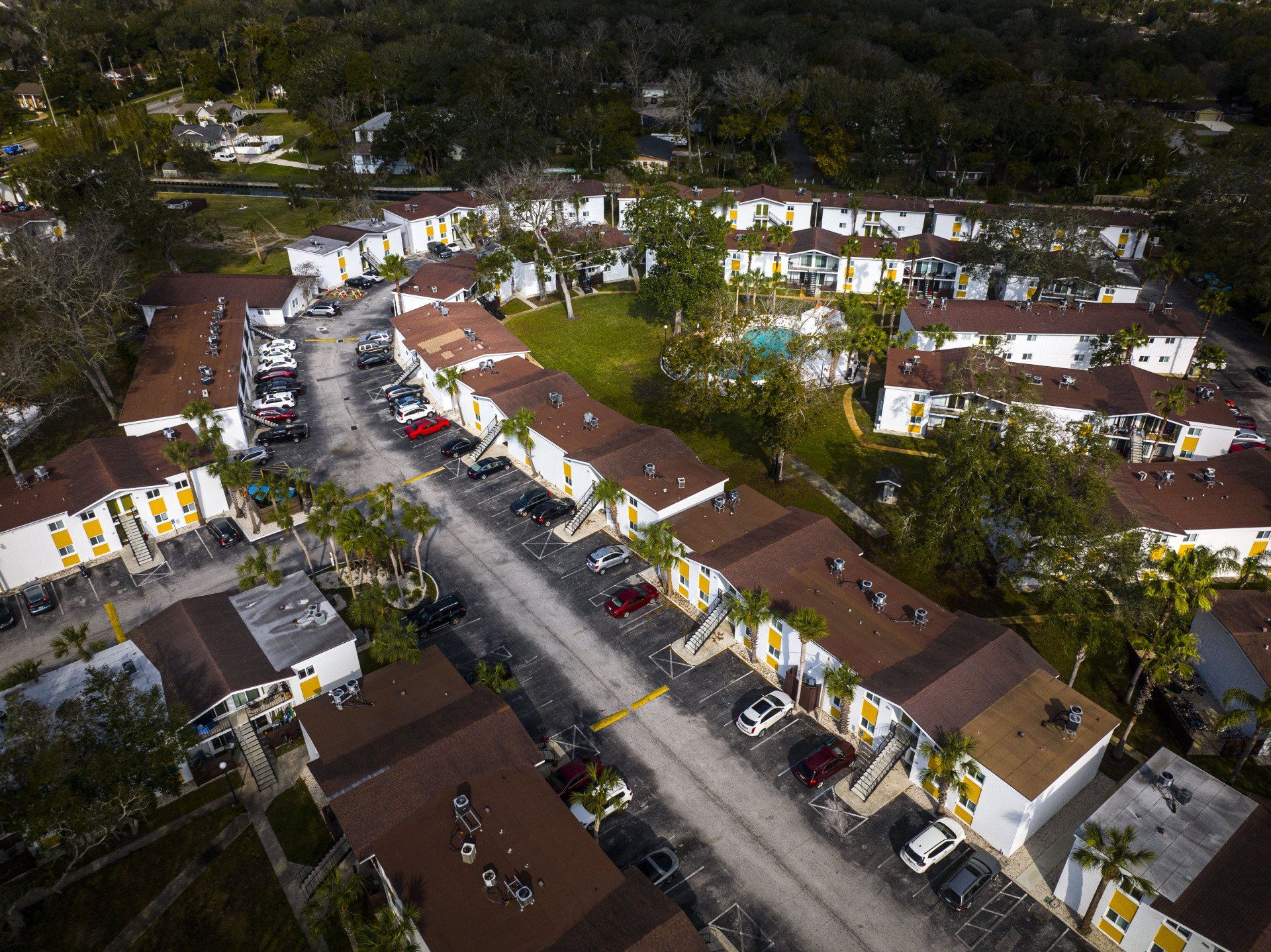 Hale Nani apartment community drone view.