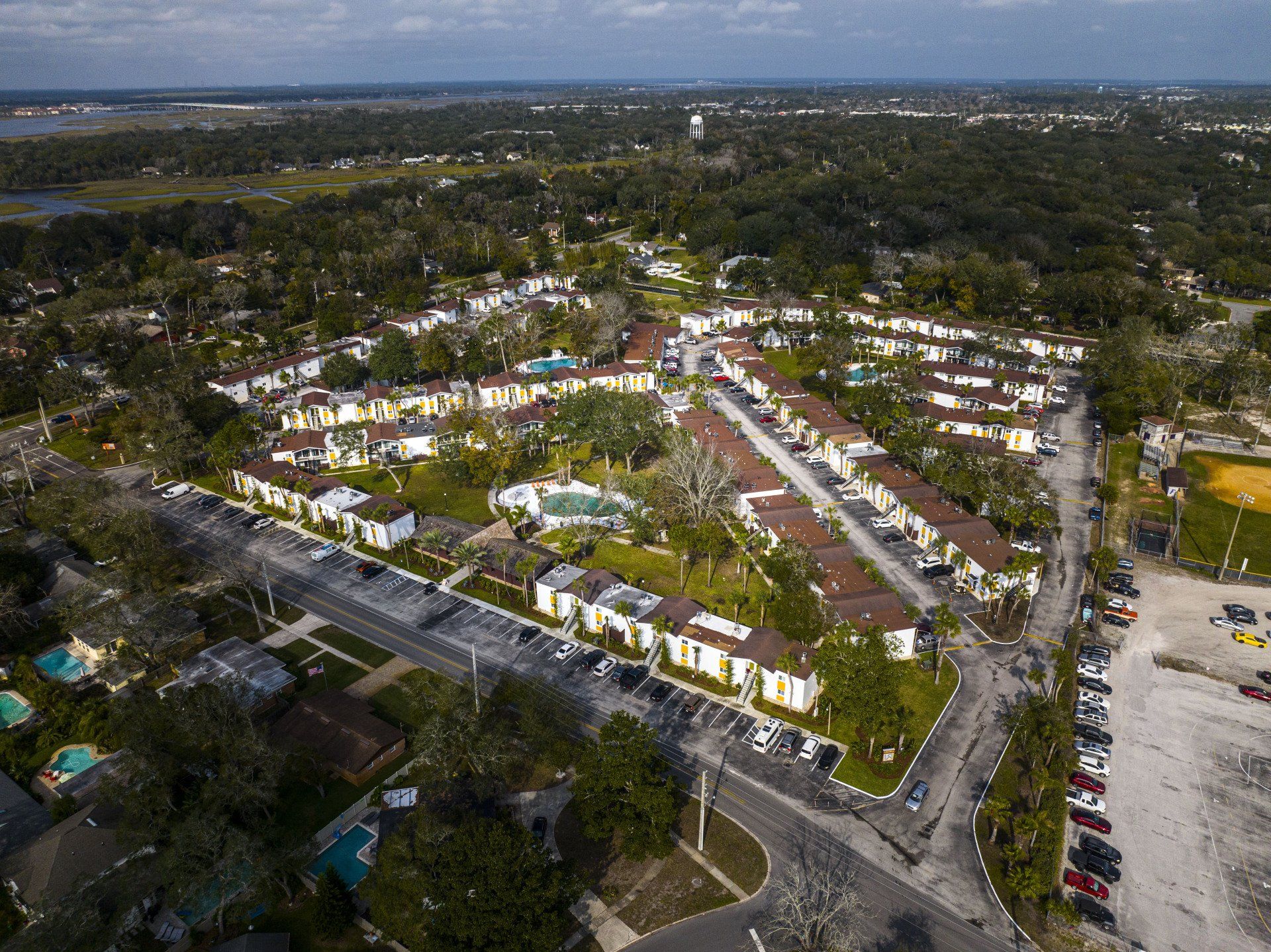 Drone view of Hale Nani apartment community.