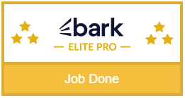 Bark elite pro accreditation badge shows Job Done business name and 6 stars