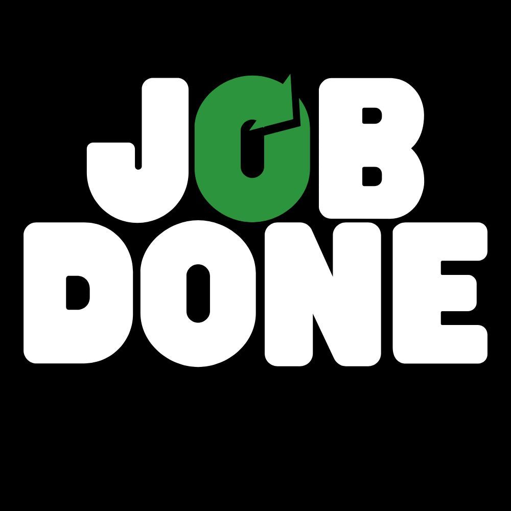 Job Done Logo with green circular arrow O