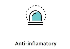 An icon of a warning light with the words `` anti-inflammatory '' below it.
