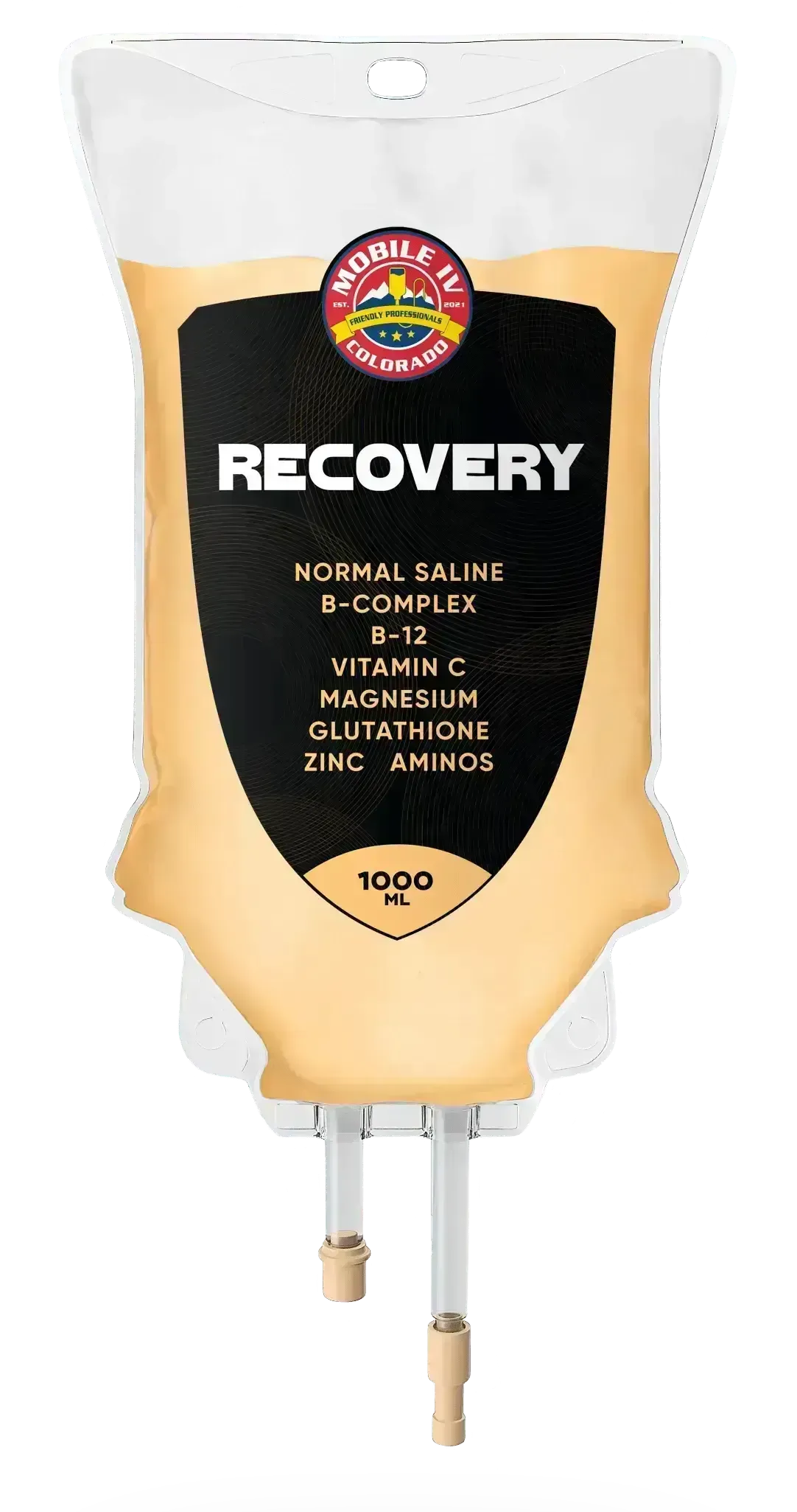 A bag of beer with the word recovery on it