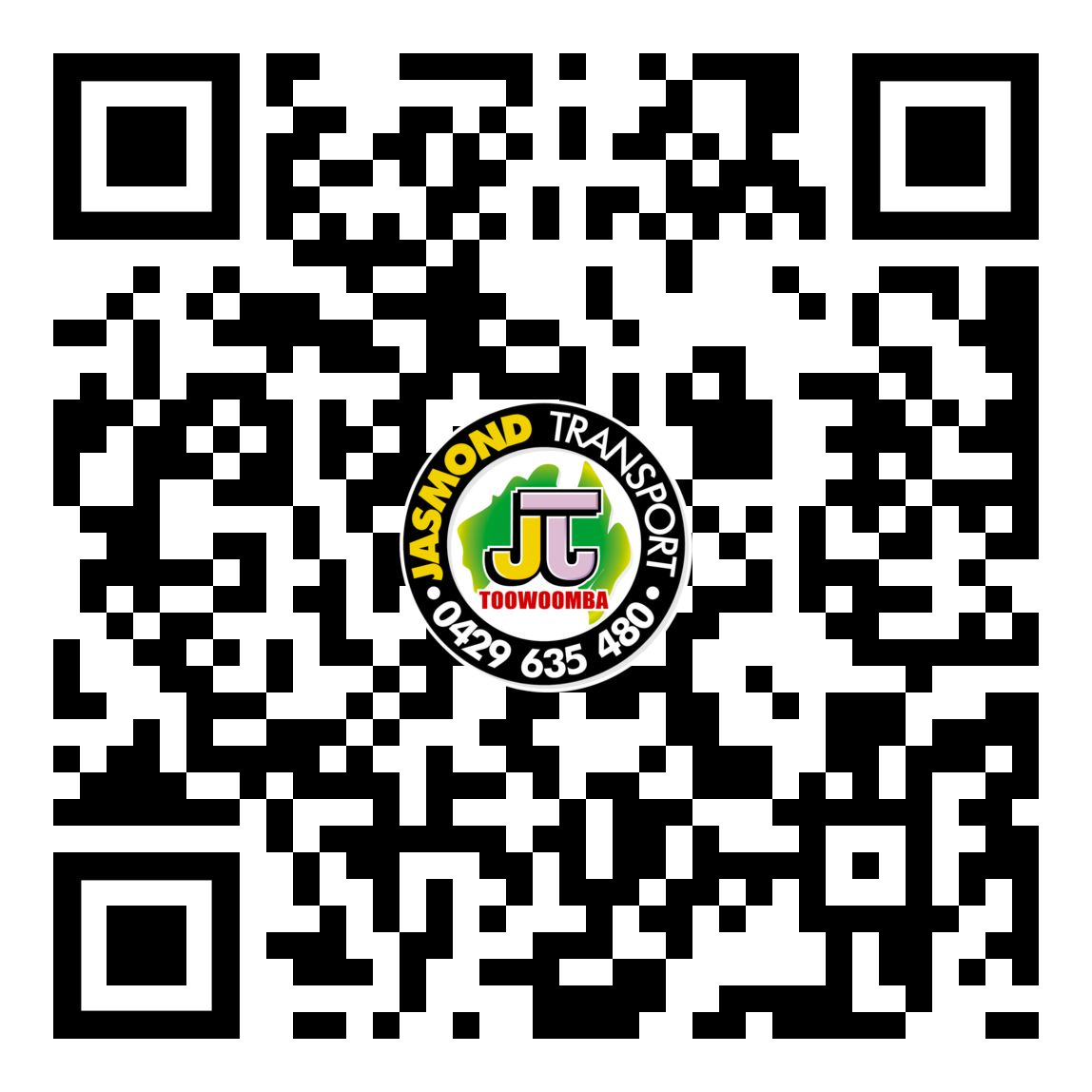 Jasmond transport logo with QR code | Toowoomba, QLD | Jasmond Transport