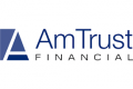 The logo for am trust financial is blue and white.